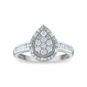 1/2 CTW Diamond Cluster Pear Shape Ring in 10KT White Gold