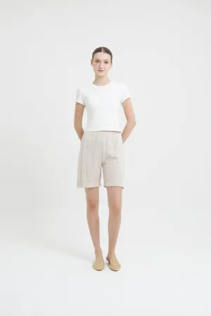 Beige Linen Shorts