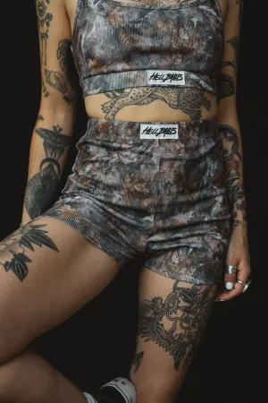 Camo Ribbed Biker Shorts