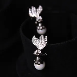 Earrings in Pearls and Zircons