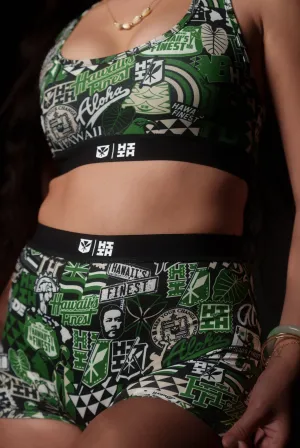 GREEN STICKERBOMB WOMEN'S BOY SHORTS