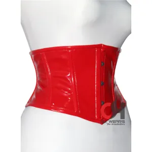 Red PVC Underbust Corset Steel Boned