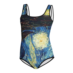 Van Gogh Inspired Starry Night All-Over Print Teen Swimsuit